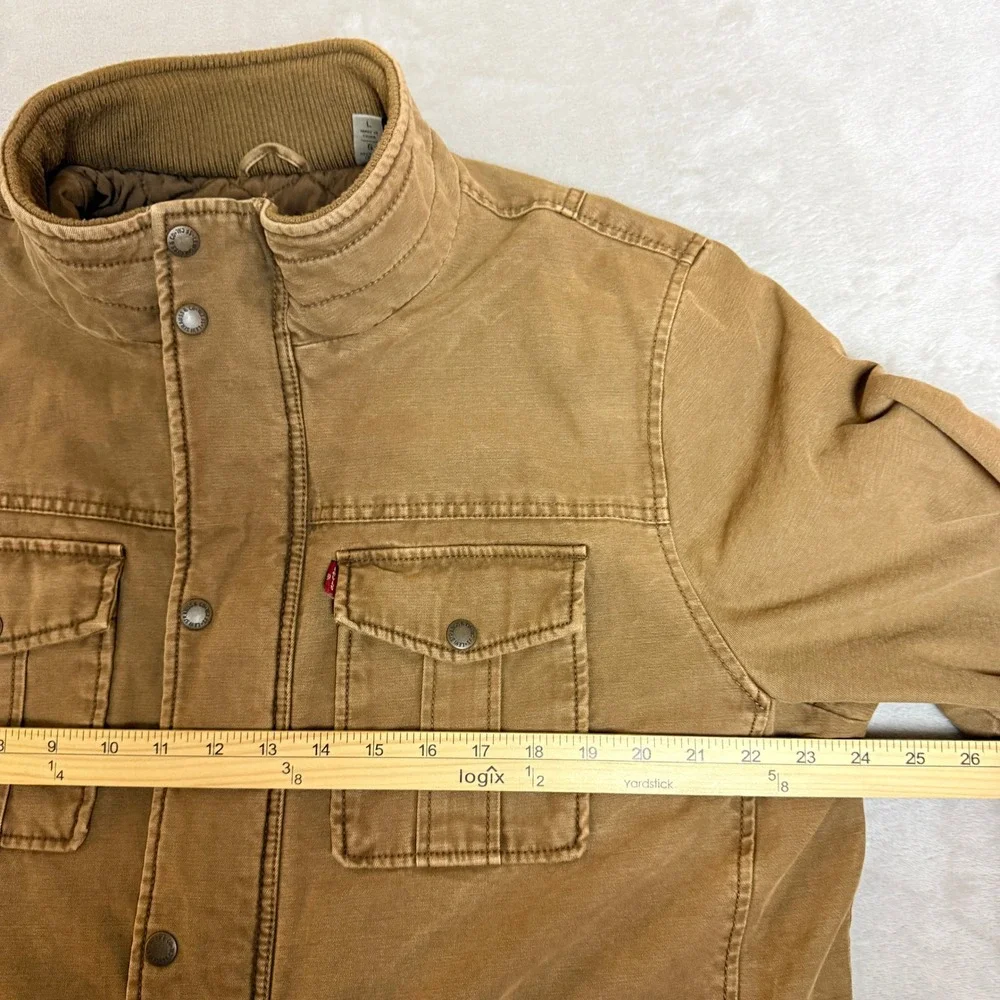 Levis Military Field Jacket Mens Large Brown Cotton Quilted Utility Workwear